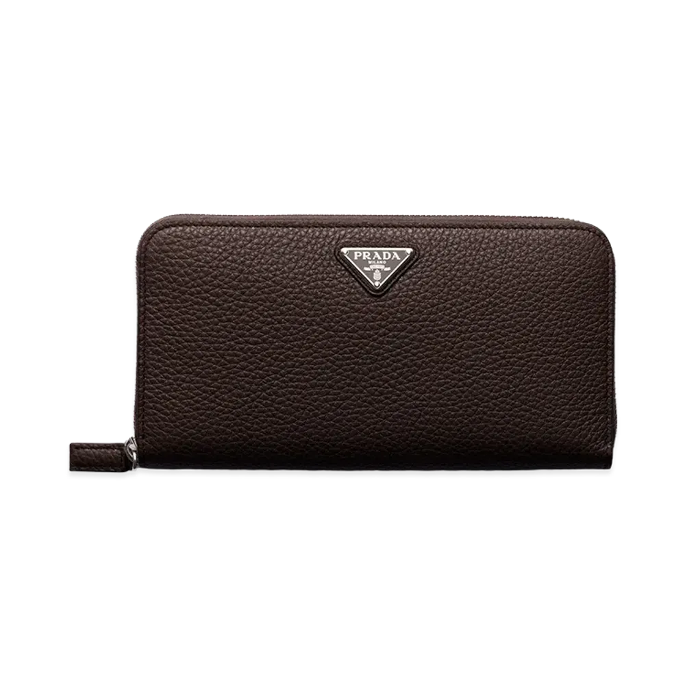PRADA Vitello Daino Leather Wallet "Coffee/Marble"
