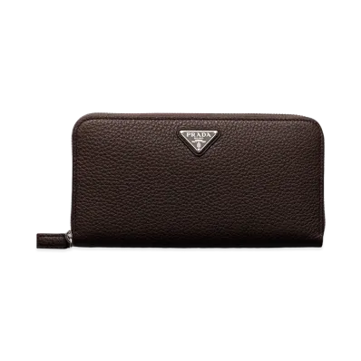 PRADA Vitello Daino Leather Wallet "Coffee/Marble"