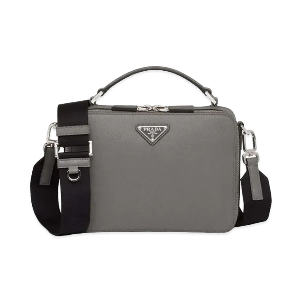PRADA Brique Saffiano Leather Bag "Light Gray"