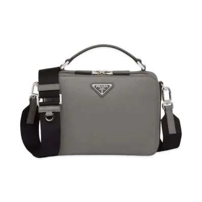 PRADA Brique Saffiano Leather Bag "Light Gray"