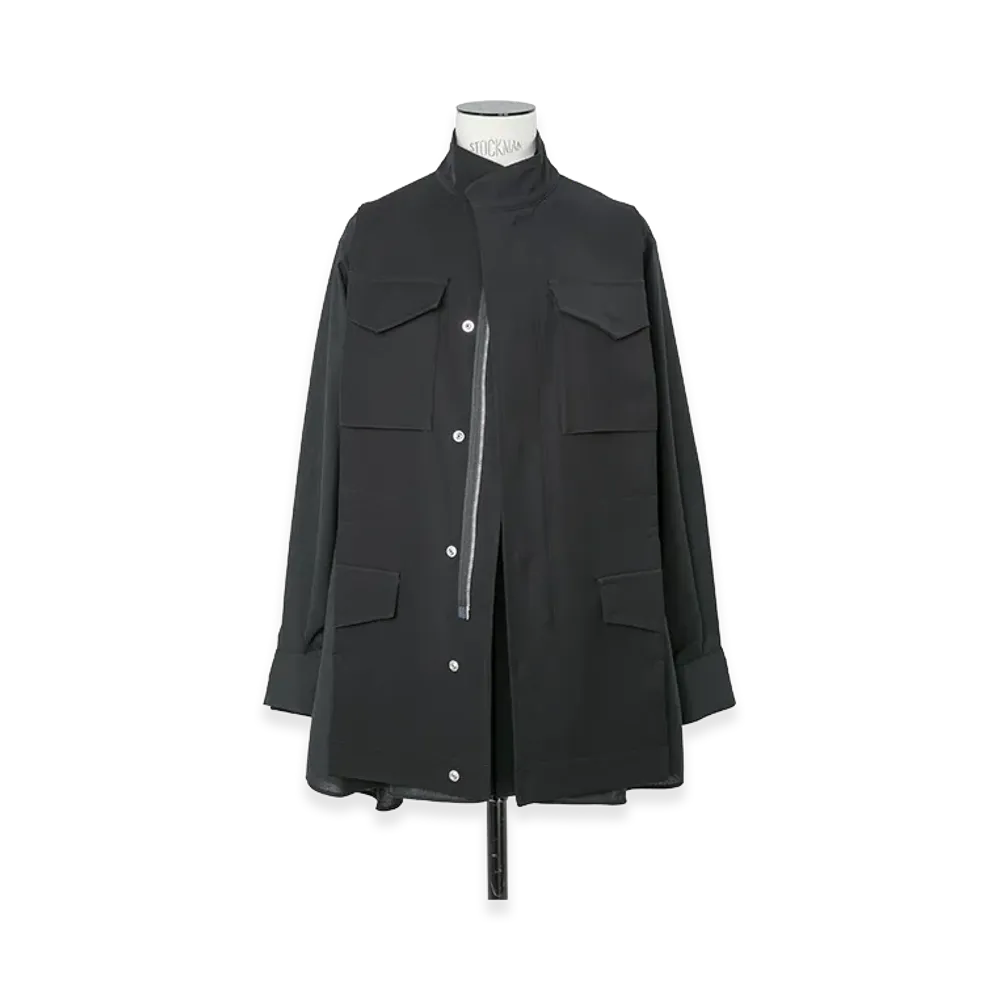 sacai Women's Suiting x Crepe Back Satin Shirt "Black"