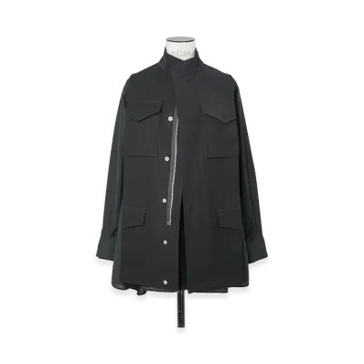 sacai Women's Suiting x Crepe Back Satin Shirt "Black"