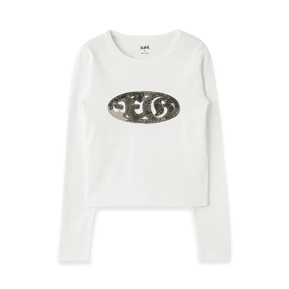 X-Girl Oval Logo Patch L/S Compact Top "White"