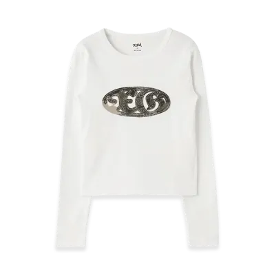 X-Girl Oval Logo Patch L/S Compact Top "White"