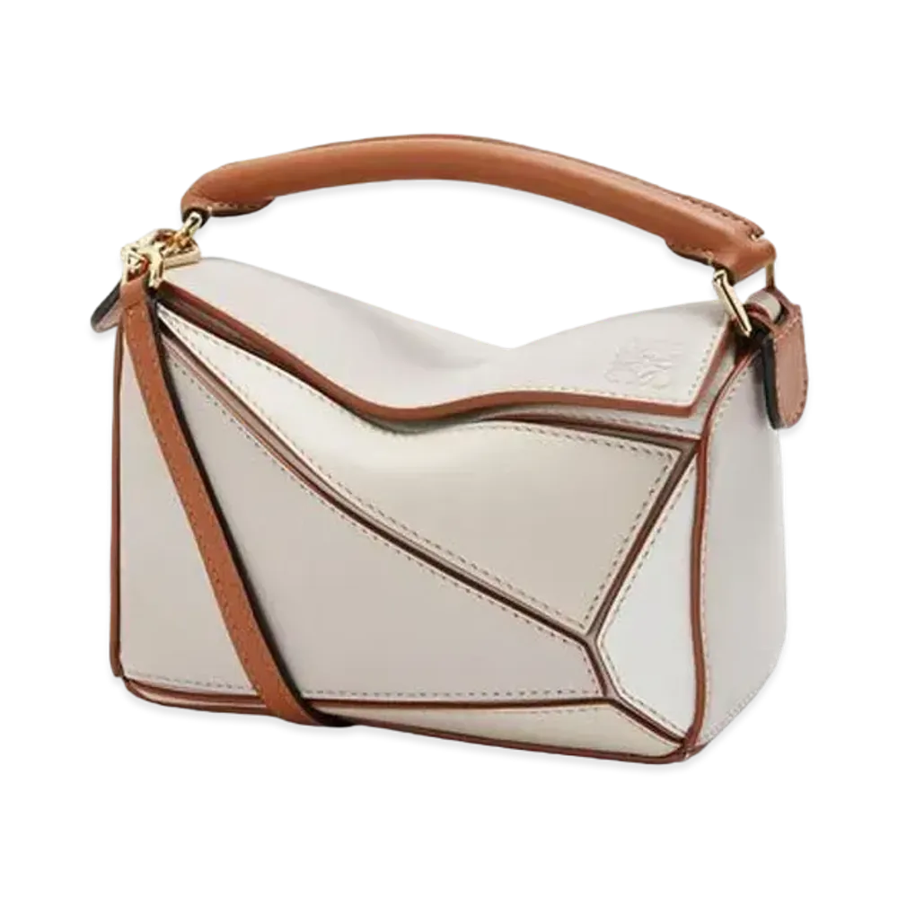 LOEWE Mini Puzzle Bag In Classic Calfskin "Ghost/Soft White"