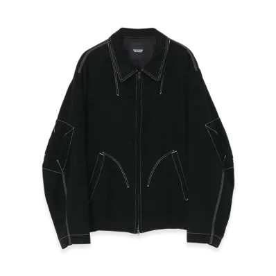 WILDSIDE YOHJI YAMAMOTO Fulling Wool Zip Up Blouson "Black"
