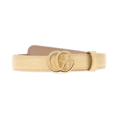 GUCCI Women's Pastel Leather GG Marmont Belt "Beige/Yellow"