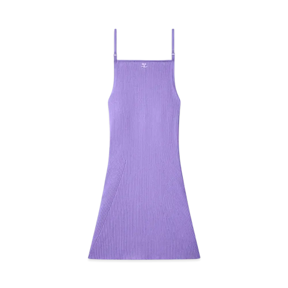 Courreges Rib Knit Mini Dress "Pure Purple"