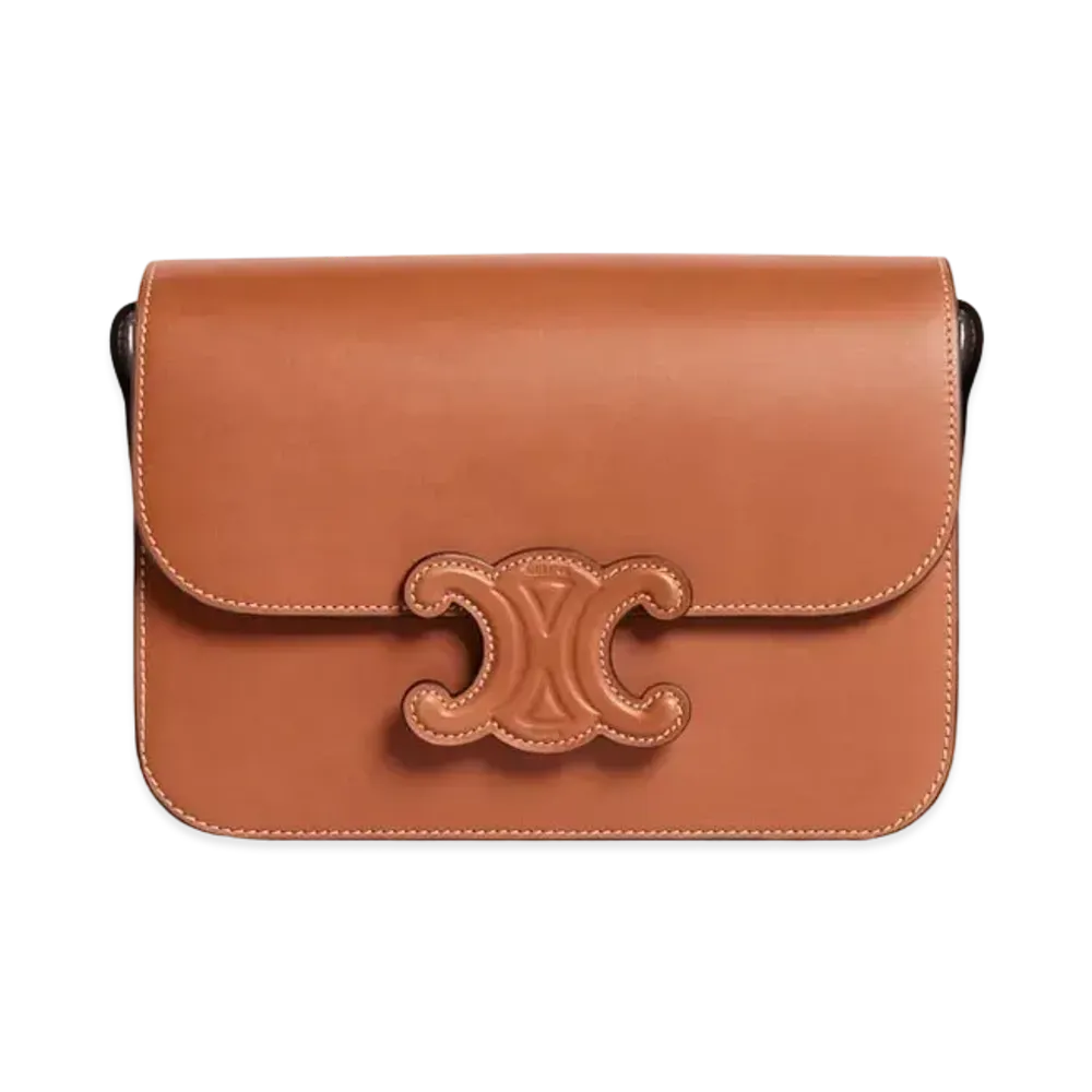 CELINE Medium Cuir Triomphe Bag In Natural Calfskin "Tan"