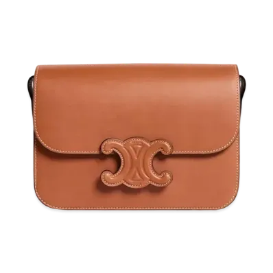 CELINE Medium Cuir Triomphe Bag In Natural Calfskin "Tan"