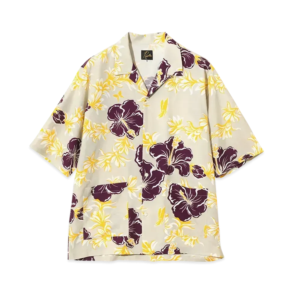 NEEDLES Cabana Shirt - C/R Printed Flower & Papillon "White"
