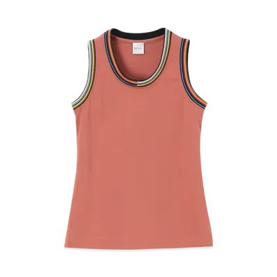 Paul Smith Women's Signature Rib Sleeveless Cut and Sewn "Rose"
