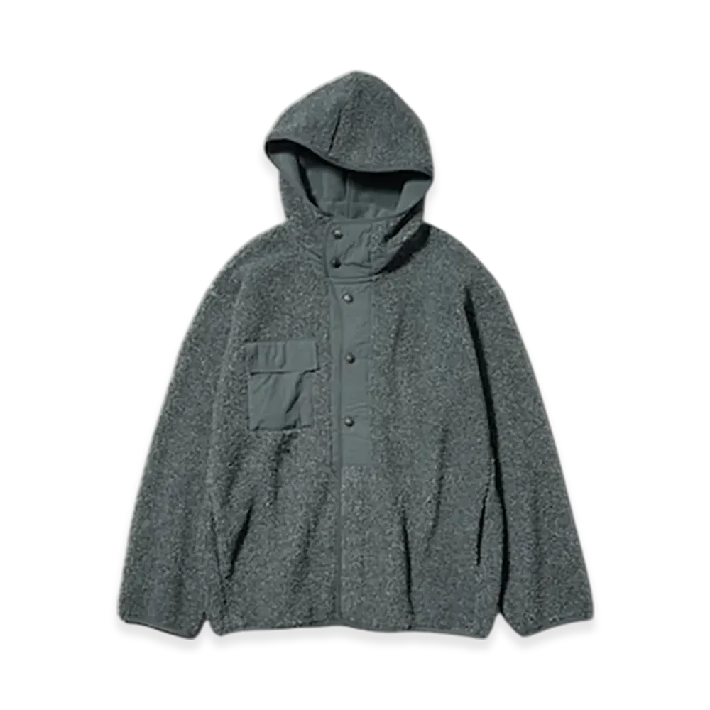 GU x ENGINEERED GARMENTS Boa Fleece Snap Parka "Gray"