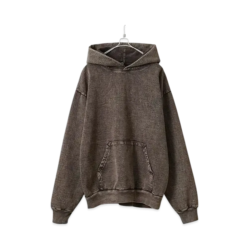 Los Angeles Apparel 14oz Mineral Wash Heavy Fleece Pullover Hoodie Sweat Parka "Cocoa"