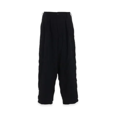 S'YTE Fulling Finished Shadow Check 3-Tuck Wide Trousers "Black"