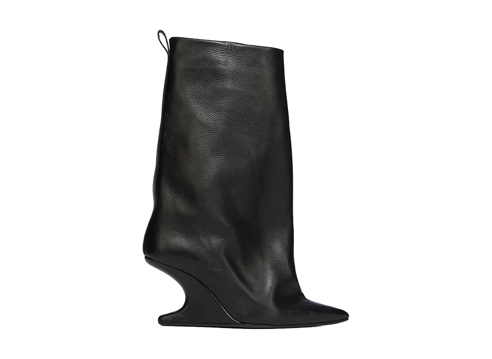 Rick Owens Women's SS26 Cantilever 8 Sharp Flared Grainy Cow Leather "Black"