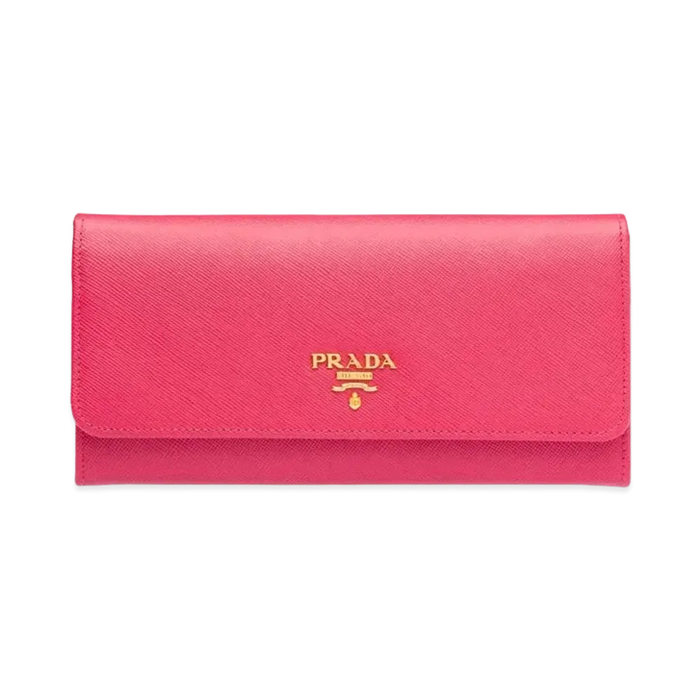 PRADA Large Saffiano Leather Wallet "Peony Pink"