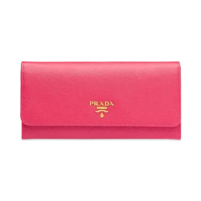 PRADA Large Saffiano Leather Wallet "Peony Pink"