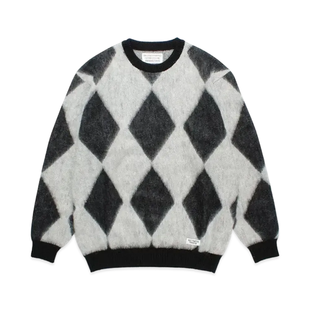 WACKO MARIA Diamond Mohair Knit Sweater "White"