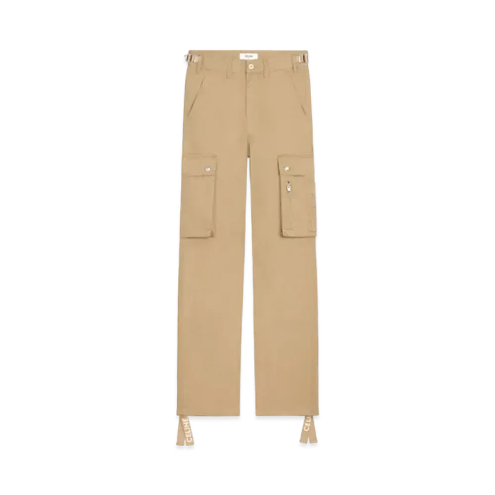 CELINE Cargo Pants In Cotton Linen "Beige"