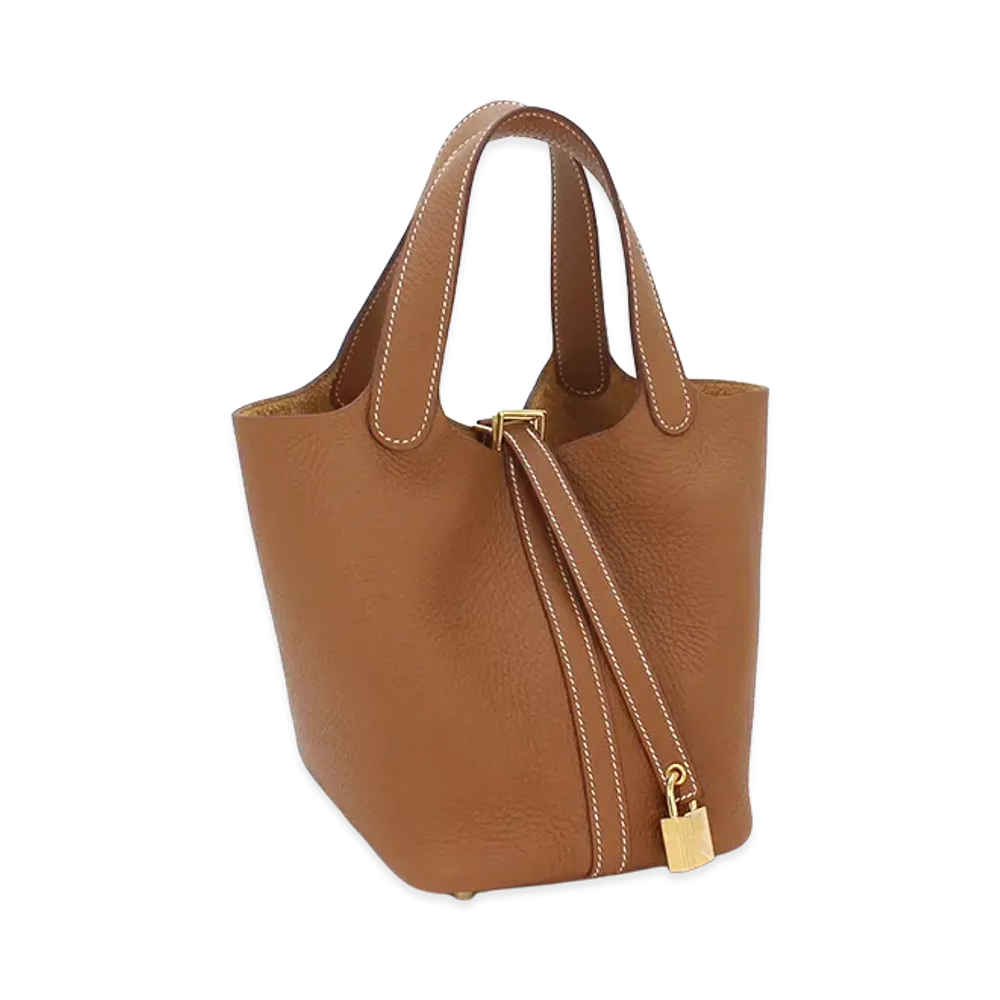 Hermes Women's Picotin Lock PM 18cm Taurillon Clemence Handbag "Gold"