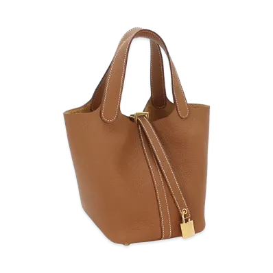 Hermes Women's Picotin Lock PM 18cm Taurillon Clemence Handbag "Gold"