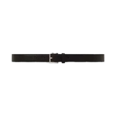 AMI PARIS Paris Paris Belt 25mm "Black/Vibrated Silver"