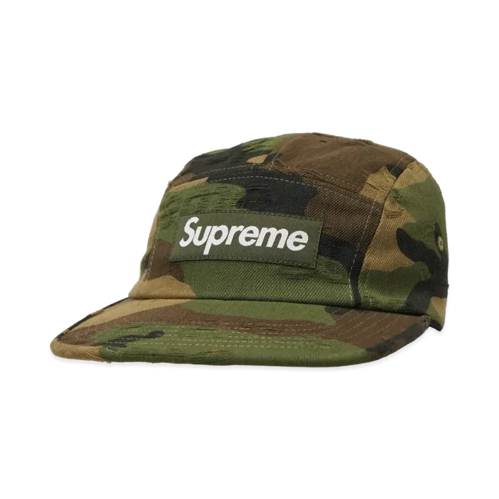 Supreme Jacquard Logos Denim Camp Cap "Woodland Camo"