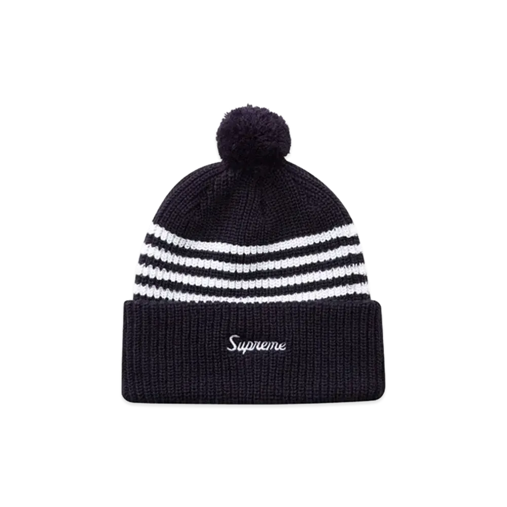 Supreme Striped Loose Gauge Beanie "Navy"