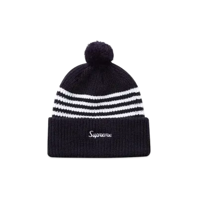 Supreme Striped Loose Gauge Beanie "Navy"