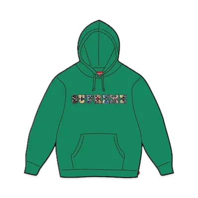 Supreme Collegiate Patchwork Leather Hooded Sweatshirt "Green"