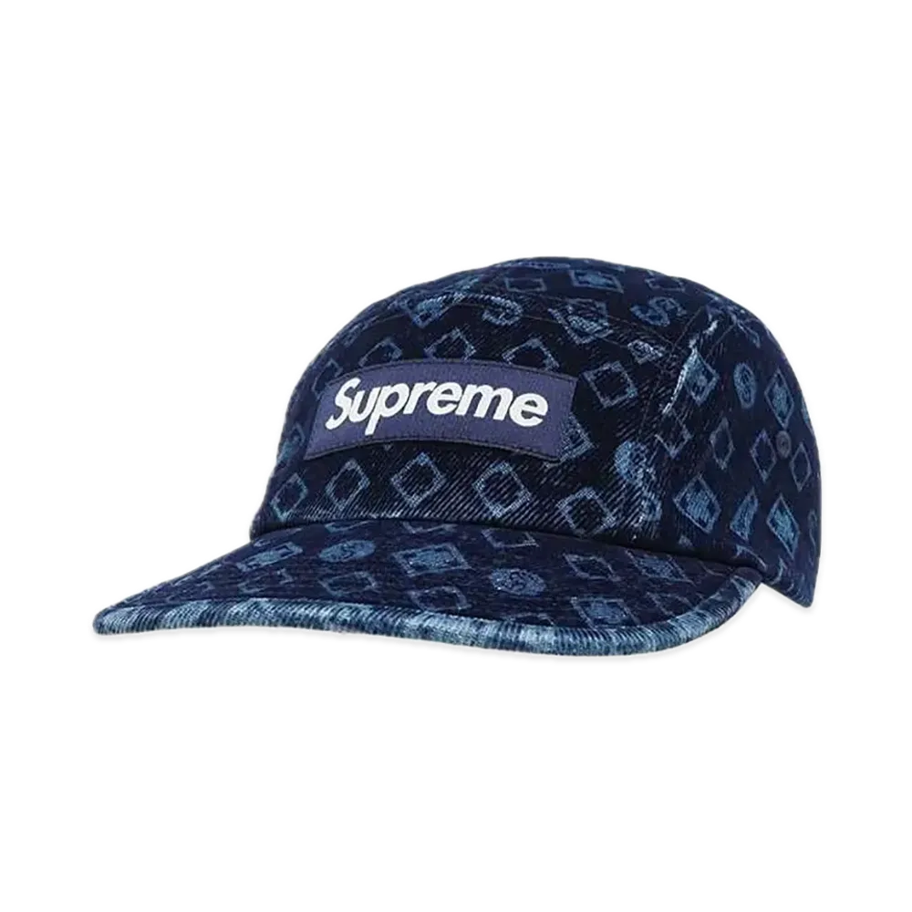 Supreme Flocked Denim Camp Cap "Blue"