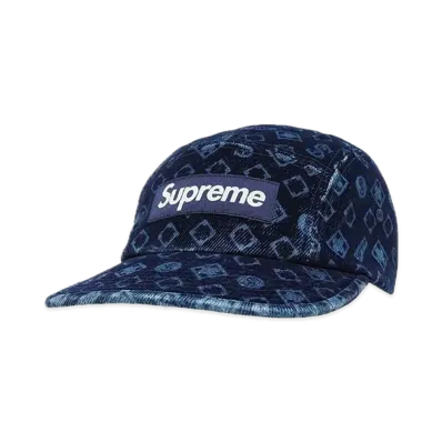 Supreme Flocked Denim Camp Cap "Blue"