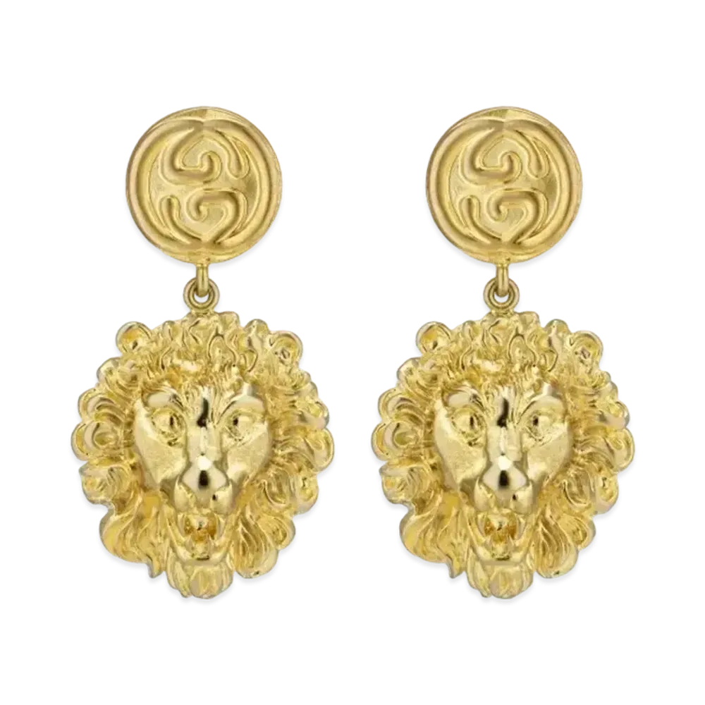 GUCCI Metal Lion Head Earrings
