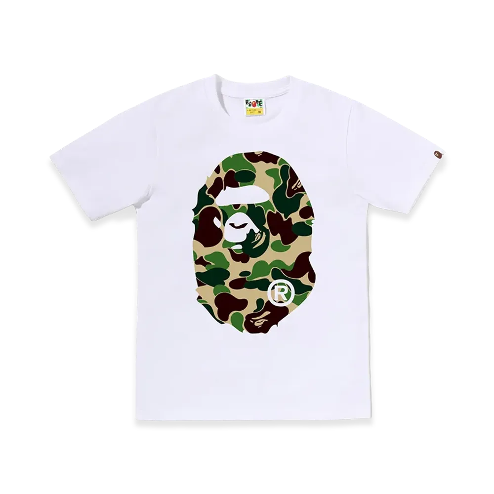 A BATHING APE Women's ABC Camo Big Ape Head Tee "White/Green"
