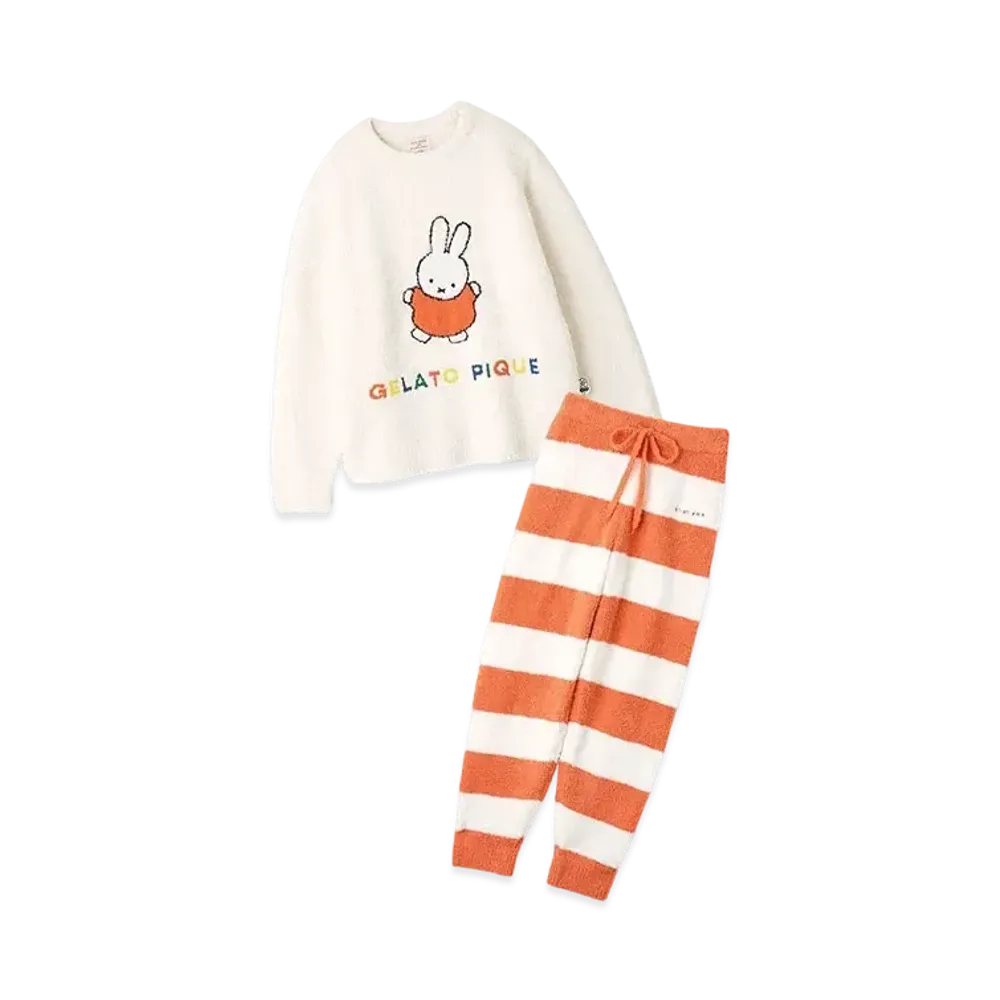 GELATO PIQUE x Dick Bruna Baby Moko Jacquard Pullover & Long Pants Set "Cream"