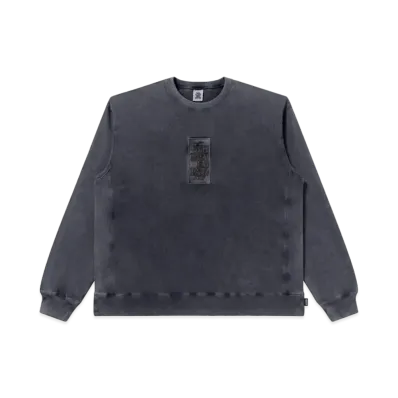 Black Eye Patch Handle With Care Pigment Dyed Crew Sweat "Black"