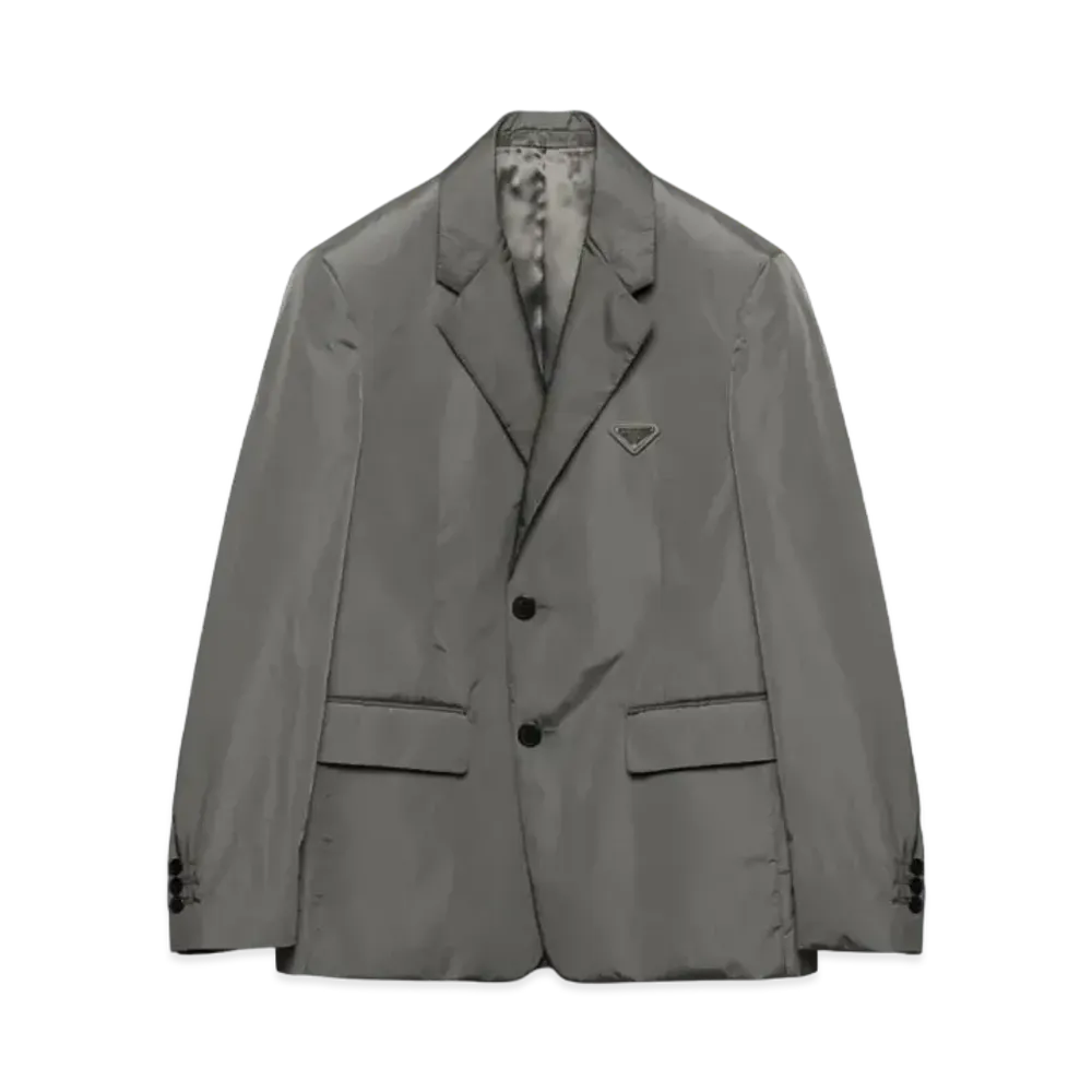 PRADA Men's Single-Breasted Light Technical Fabric Jacket "Gray"