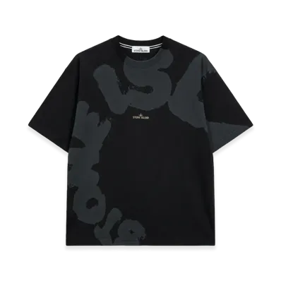 Stone Island Cotton Back Logo Print Crewneck S/S T-Shirt "Black"