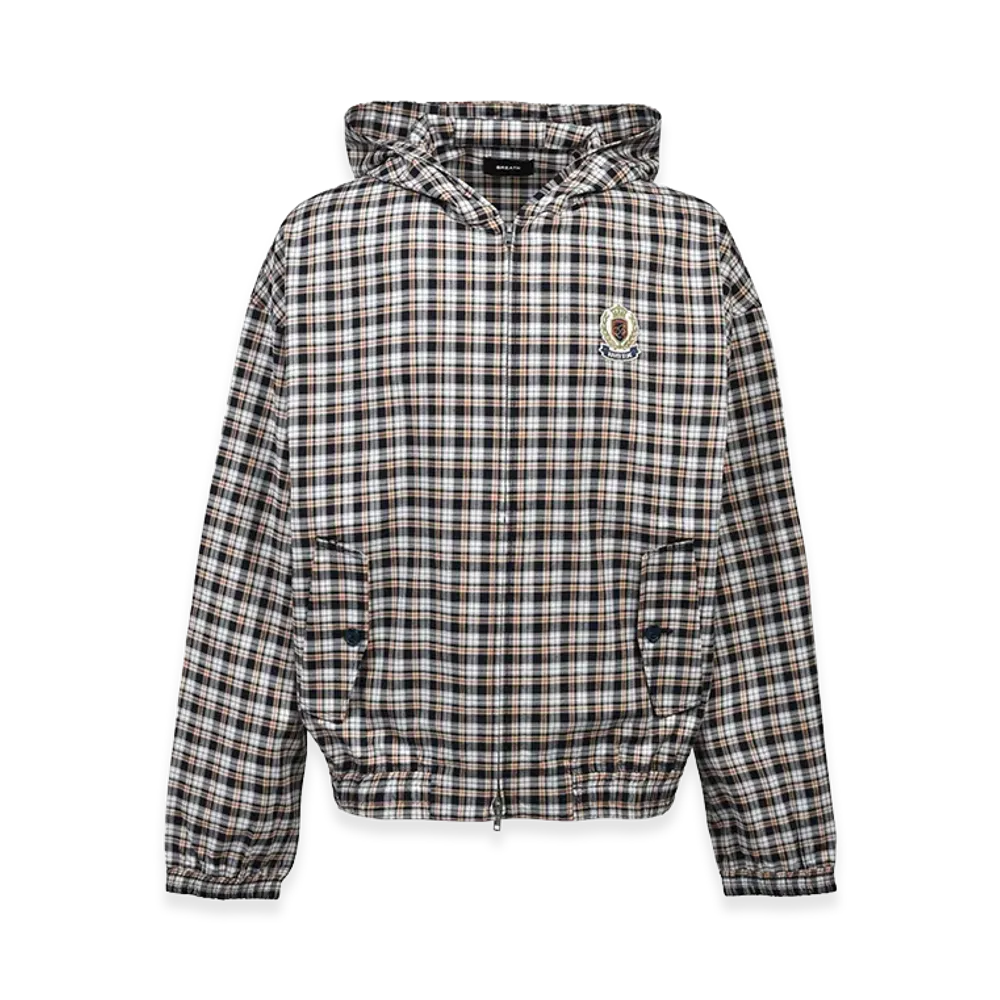 BREATH Emblem Logo Check Zip Up Hoodie "White"