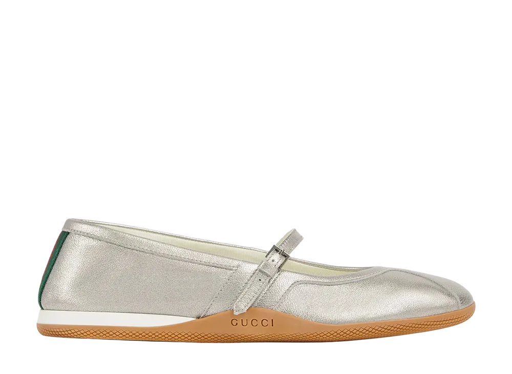 GUCCI Women's Shift Ballet Shoe "Metallic Silver"