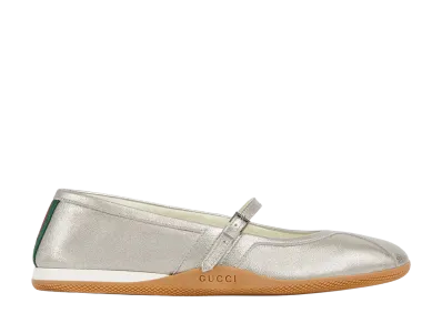 GUCCI Women's Shift Ballet Shoe "Metallic Silver"