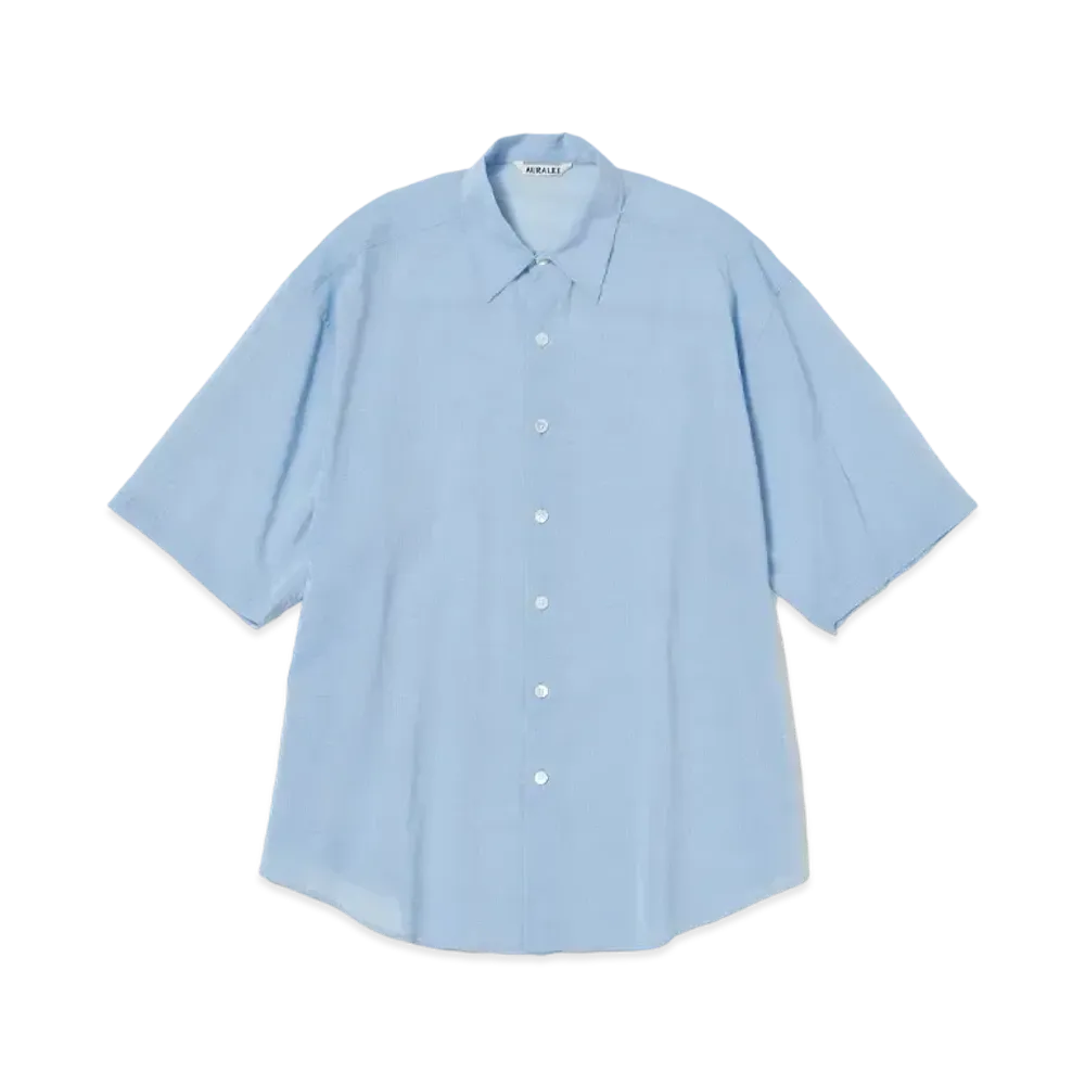 AURALEE Hard Twist Finx Organdy Half Sleeved Shirt "Sax Blue"