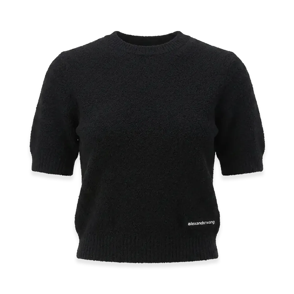 Alexander Wang Women's Cropped Crew Neck T-Shirt "Black"