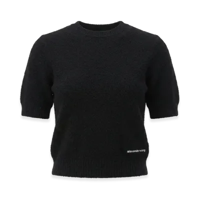 Alexander Wang Women's Cropped Crew Neck T-Shirt "Black"