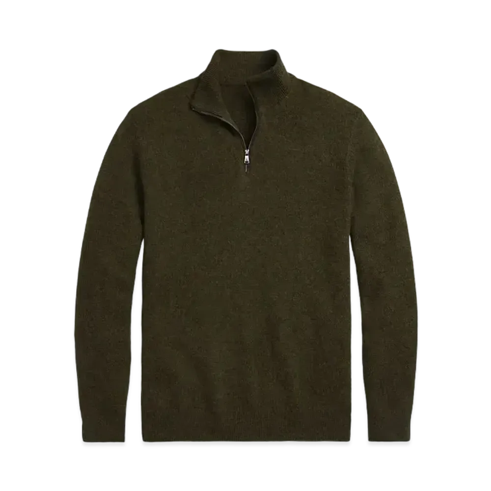 Ralph Lauren Purple Label Cashmere Quarter-Zip Sweater "Green"