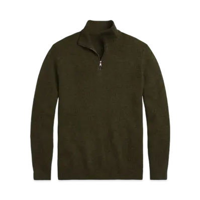 Ralph Lauren Purple Label Cashmere Quarter-Zip Sweater "Green"