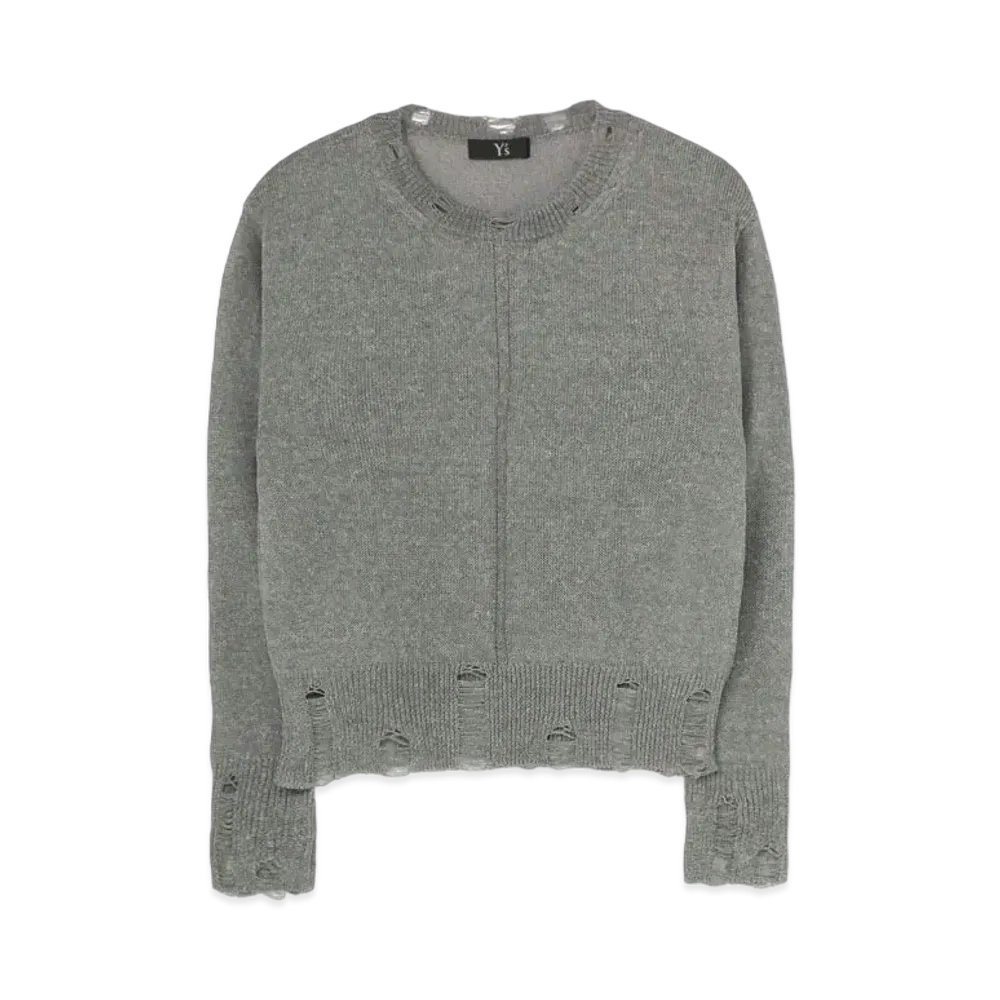 Yohji Yamamoto Y's COTTON POLYESTER WELT PLAIN STITCH CENTER LINE LONG SLEEVE PULLOVER "Grey"