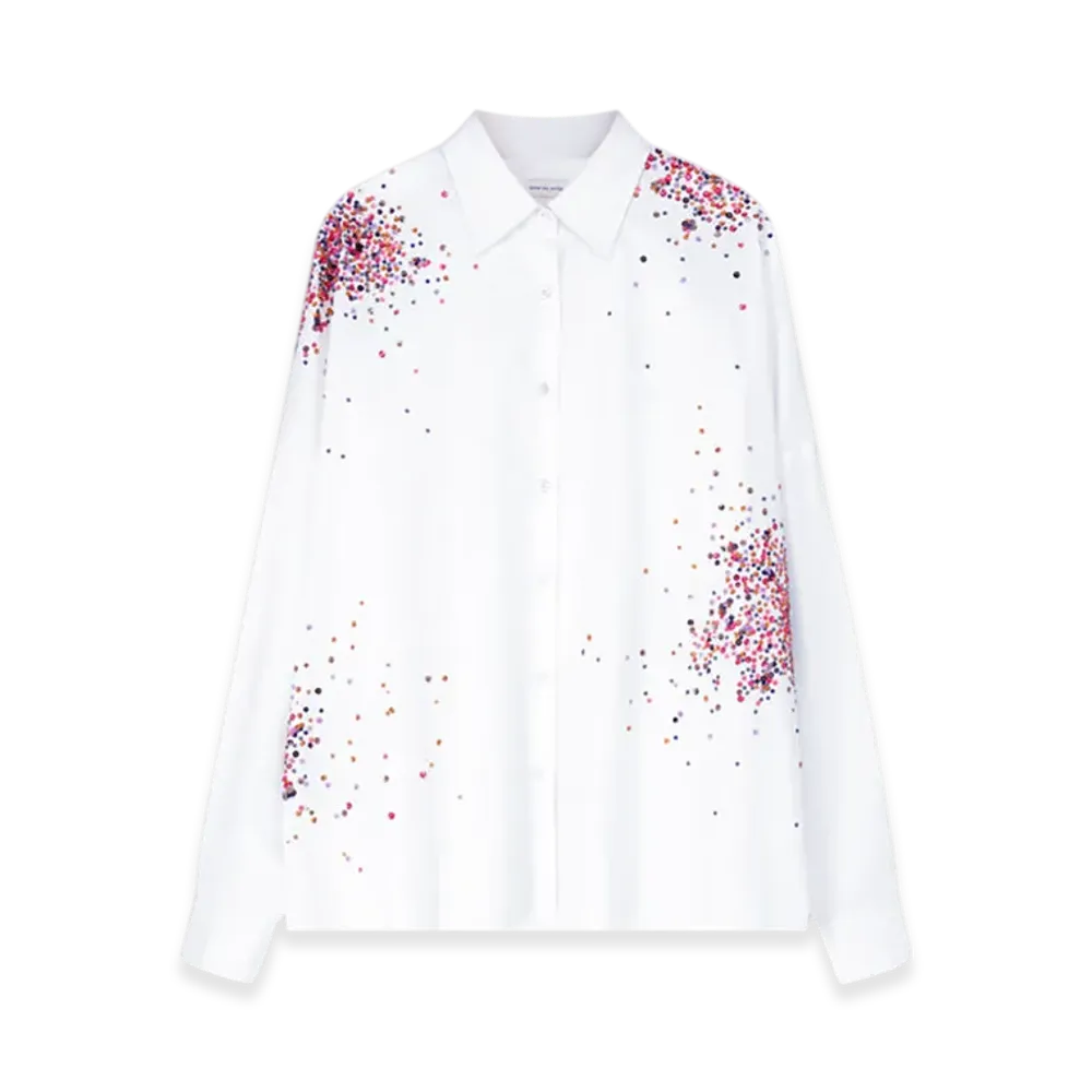 DRIES VAN NOTEN Women's Embellished Cocoon Shirt "White"