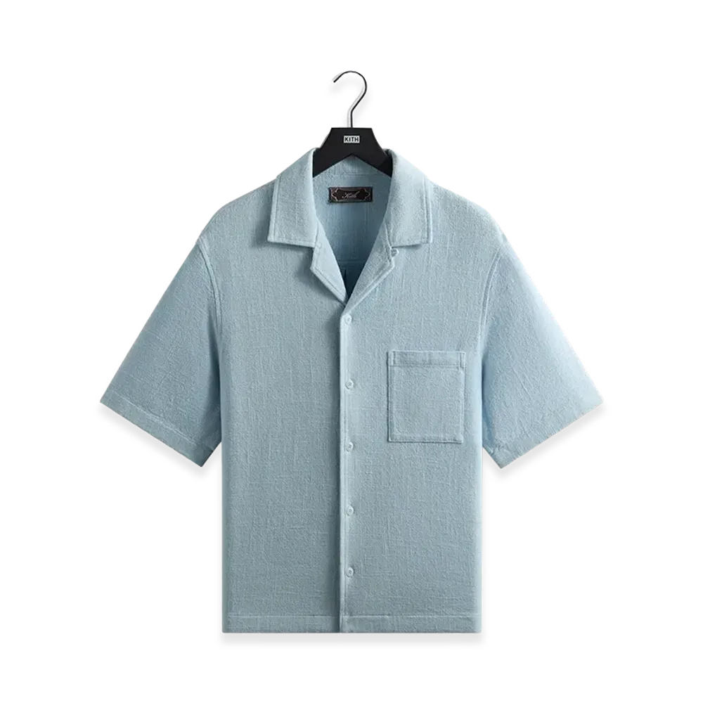 Kith Soft Woven Cropped Beckham Camp Collar Shirt "Light Indigo"